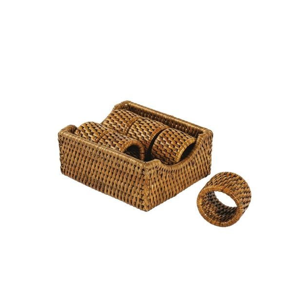 RADICI Contenitore con 6 legatovaglioli in Rattan -