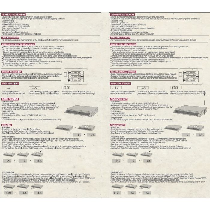 Bilancia digitale professionale da cucina - 15 KG