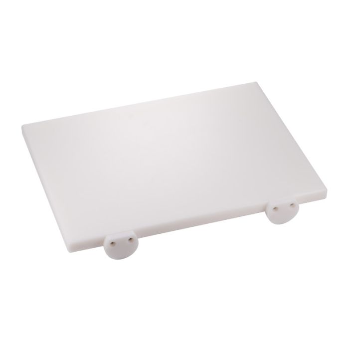 Tagliere bianco in HDPE con fermi, spigoli e bordi raccordati - 60x40 CM