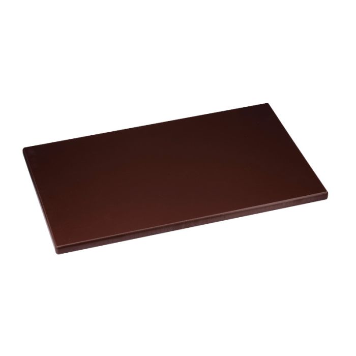 Tagliere GN 1/1 marrone in HDPE con spigoli e bordi raccordati