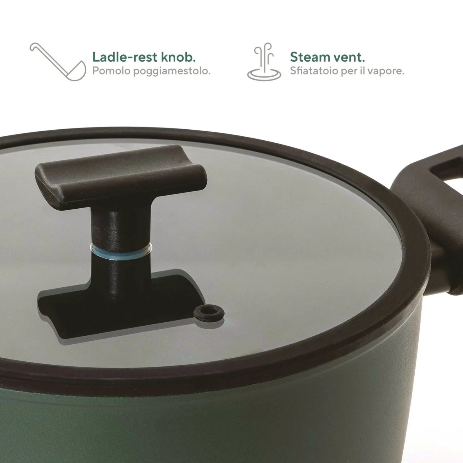 TITAN PRO GREEN Casseruola alta 2 maniglie in Alluminio 28 CM - Verde Scuro