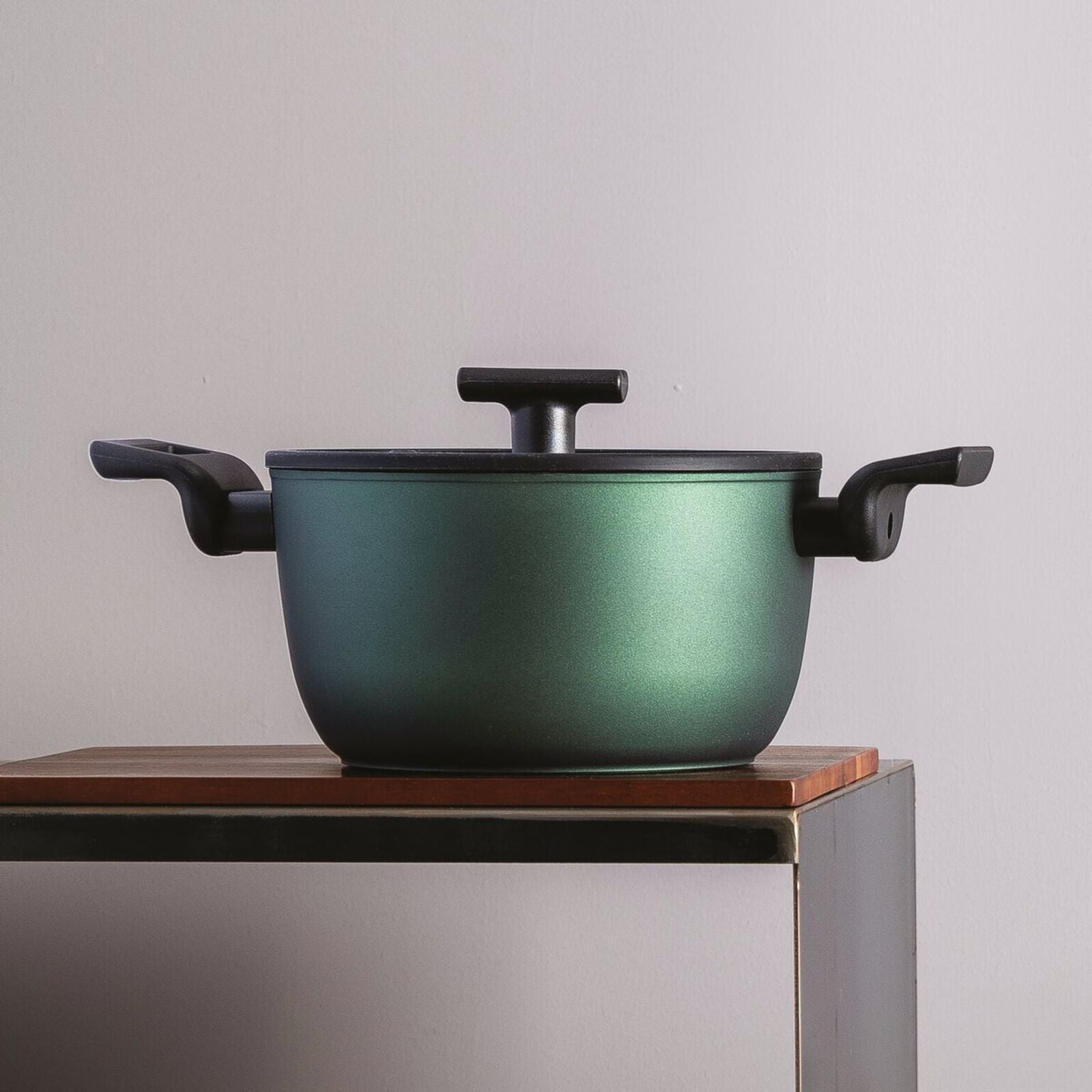 TITAN PRO GREEN Casseruola alta 2 maniglie in Alluminio 28 CM - Verde Scuro