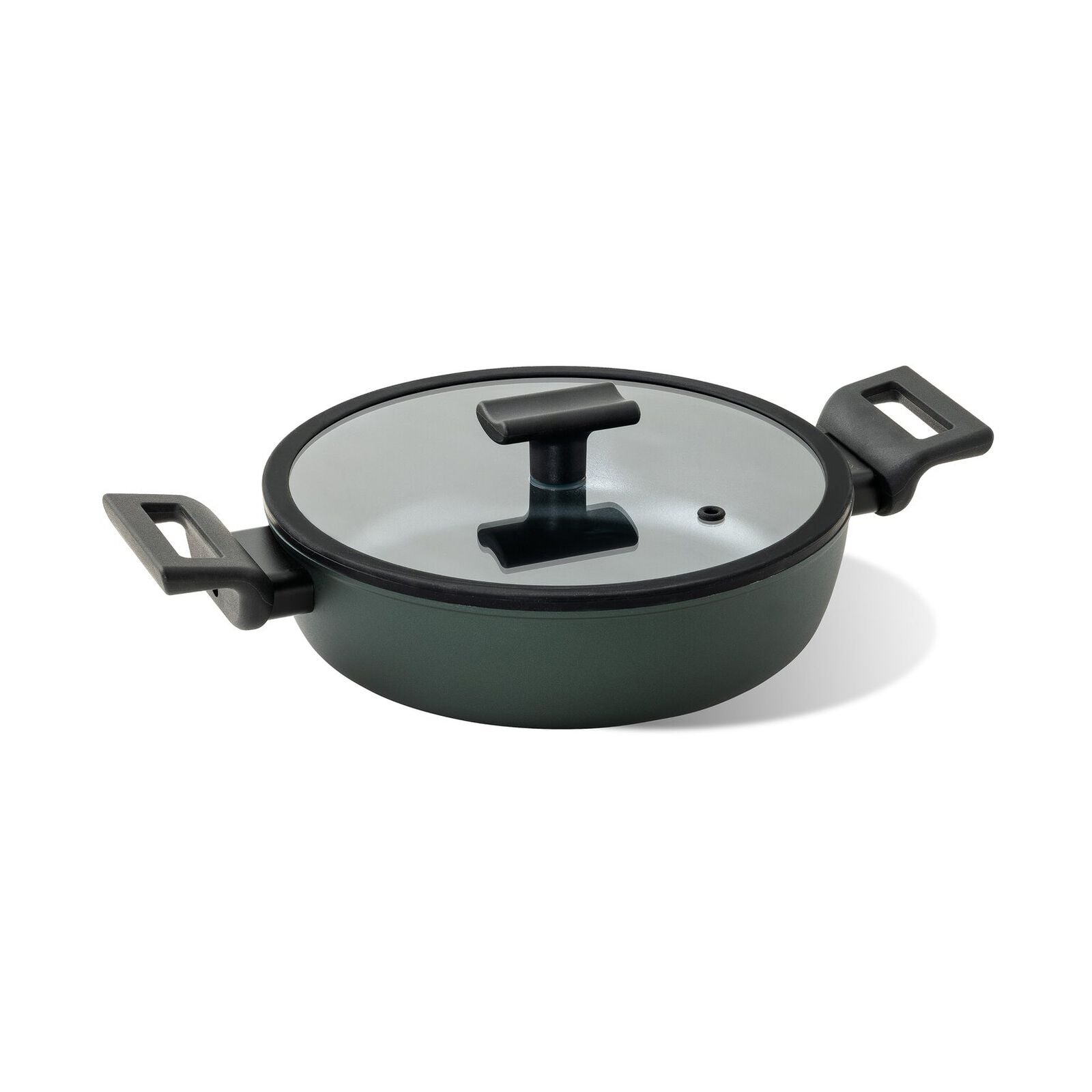 TITAN PRO GREEN Casseruola bassa 2 maniglie in Alluminio 24 CM - Verde Scuro