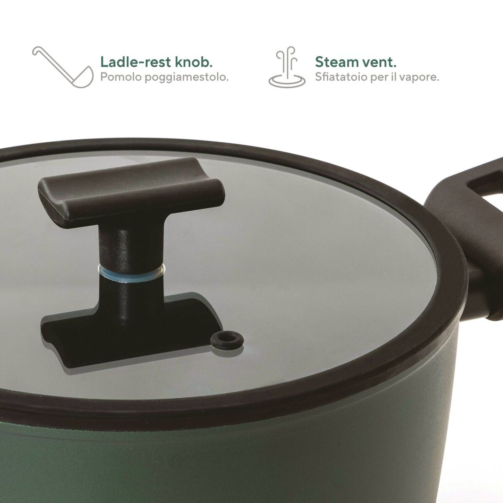 TITAN PRO GREEN Casseruola bassa 2 maniglie in Alluminio 28 CM - Verde Scuro