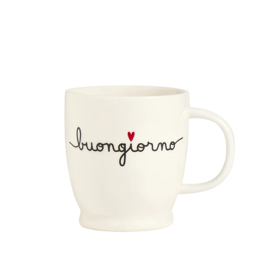 Mug bianca in gres "Buongiorno"