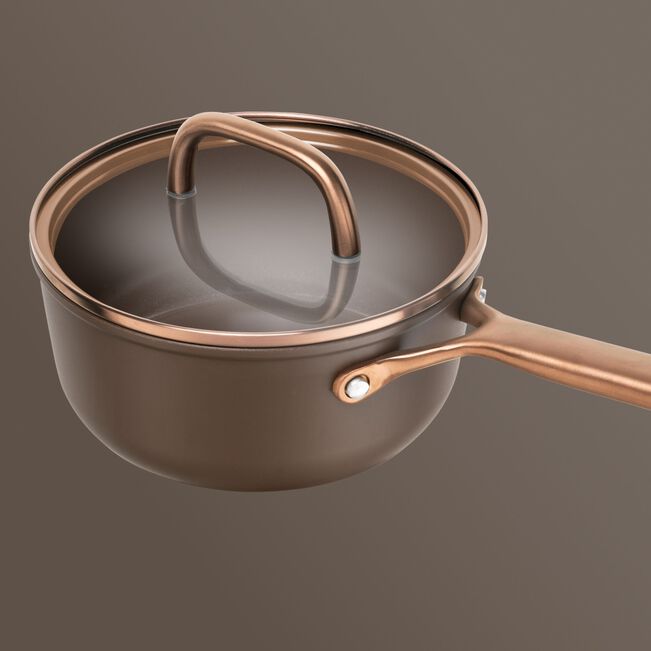 MILANO Casseruola in Alluminio 1 Manico e Coperchio - 18 cm, CERAFORCE Titanium