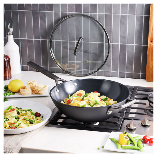 MILANO Wok in Alluminio con Coperchio - 30 cm, CERAFORCE Titanium