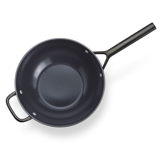 MILANO Wok in Alluminio con Coperchio - 30 cm, CERAFORCE Titanium