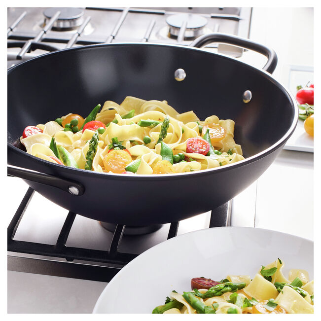 MILANO Wok in Alluminio con Coperchio - 30 cm, CERAFORCE Titanium
