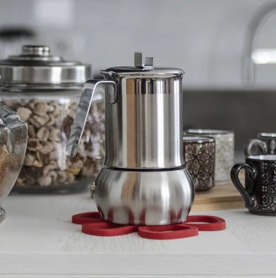 CaffeTummy Caffettiera con riduttore in Acciaio inox - 4 Tazze