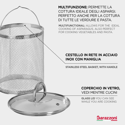 Cuoci asparagi, verdure e pasta in Acciaio iNOX 18/10 - 16cm 4,2 L
