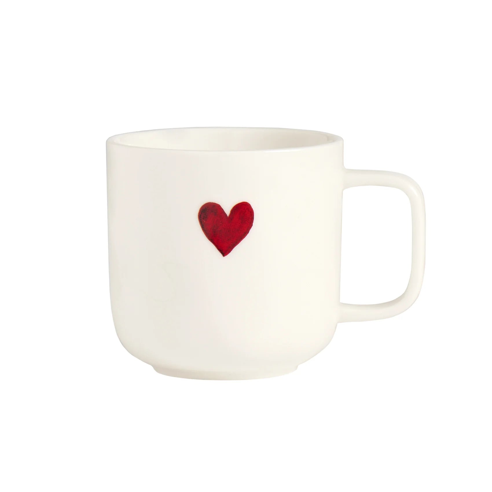 Mug bianca in porcellana - Cuore rosso