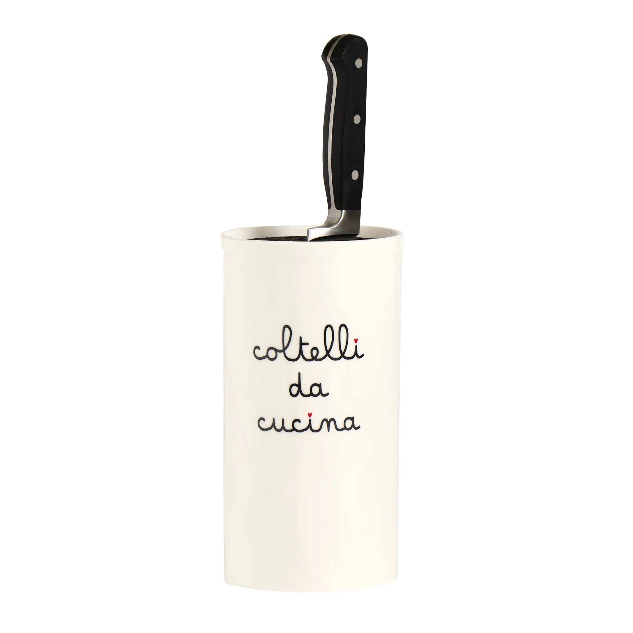 Portacoltelli in grès bianco "Coltelli da cucina"