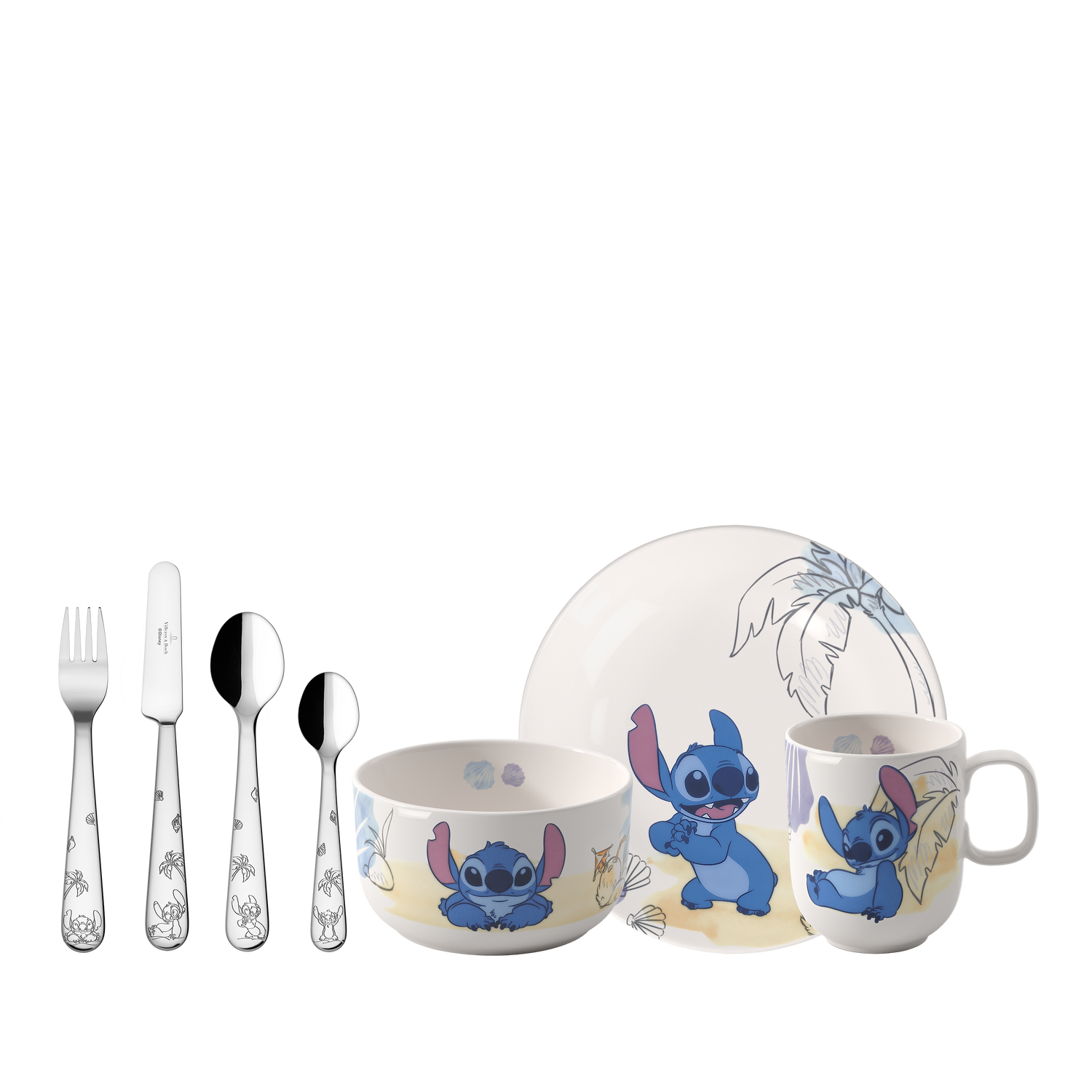 Disney Stitch Set di stoviglie per bambini 7 pz. in porcellana