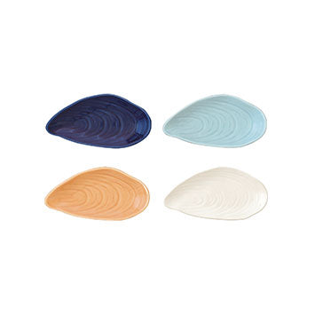 Piattino aperitivo in porcellana 13,5x7 cm - 4 colori assortiti COQUILLAGES