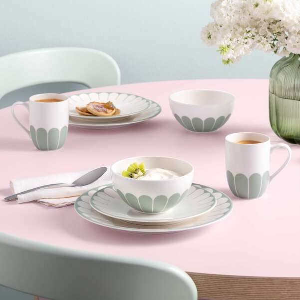 Fleur Ciotola per cereali verde, 430 ml, Premium Porcelain