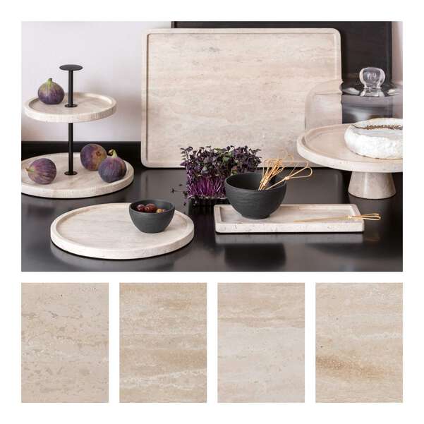 Manufacture Travertine Vassoio da portata beige, 40,5 x 28,2 cm, terracotta