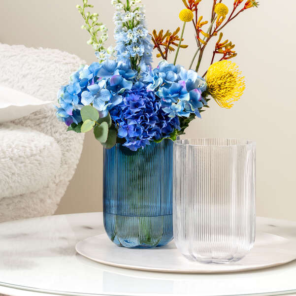 FLEUR VASO BLU, 16x22,5 cm, vetro