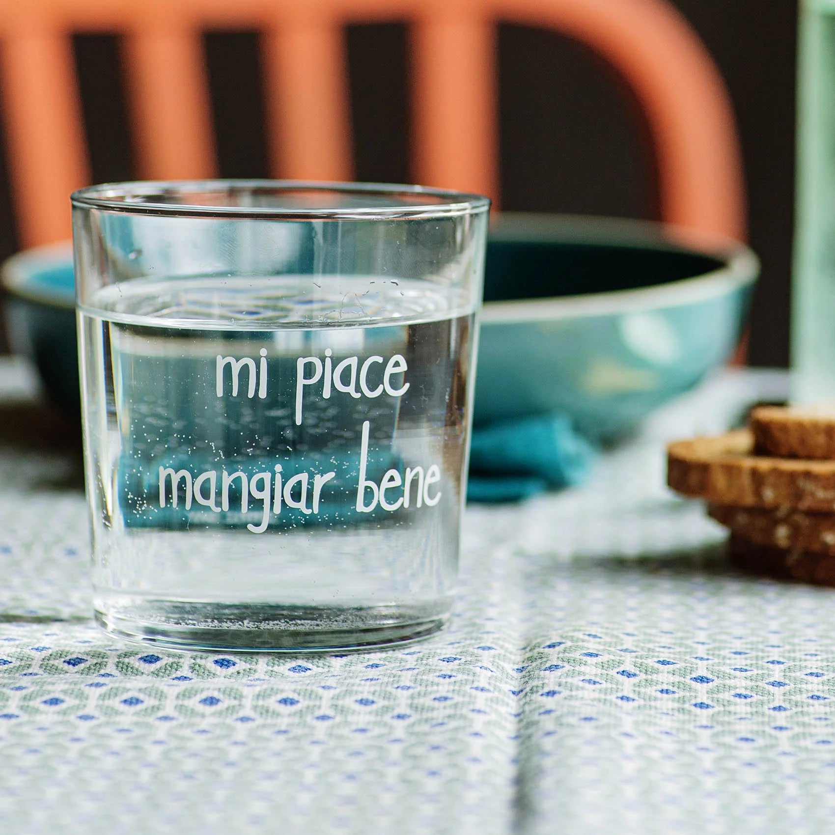 Bicchiere per acqua "Mi piace mangiare bene"