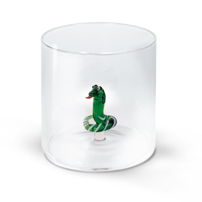 Bicchiere in vetro borosilicato 250 ml. Decoro SERPENTE.