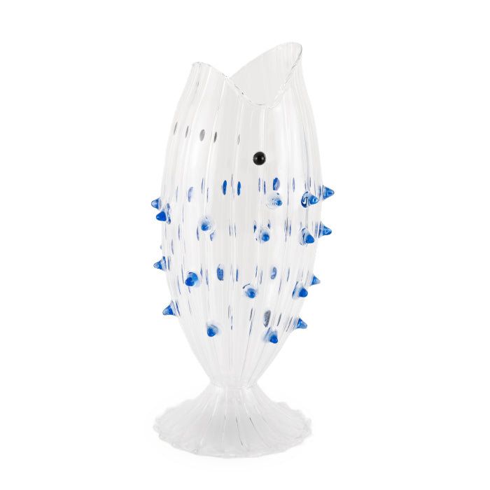 Brocca in vetro a forma di pesce 1,2 L. Decoro SPINE AZZURRE.