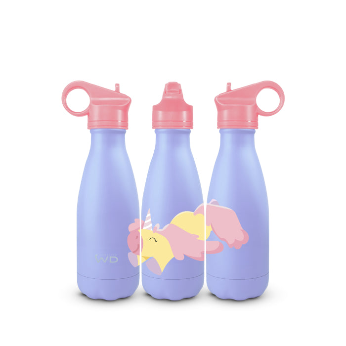 Bottiglia termica in acciaio inox 260 ml. Decoro UNICORNO.