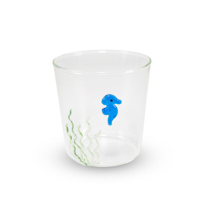 Bicchiere in vetro borosilicato 250 ml. Decoro CAVALLUCCIO.