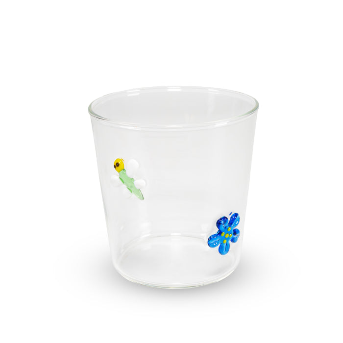 Bicchiere in vetro borosilicato 250 ml. Decoro LIBELLULA.