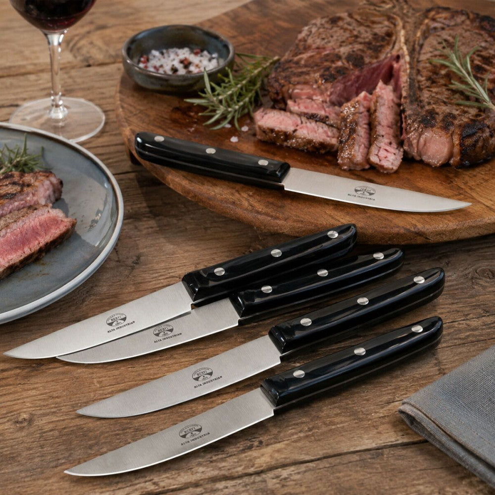 laboratorio 01 set 4 coltelli da bistecca 11,5 cm, nero