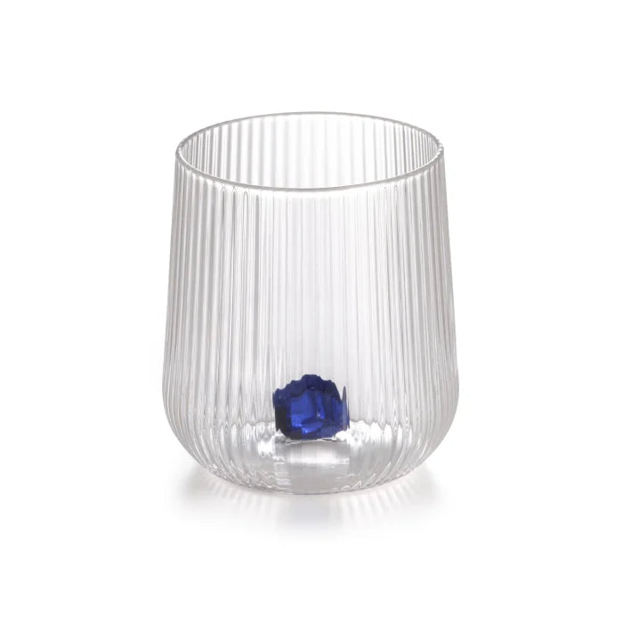 bicchiere in vetro borosilicato con gemma BLU