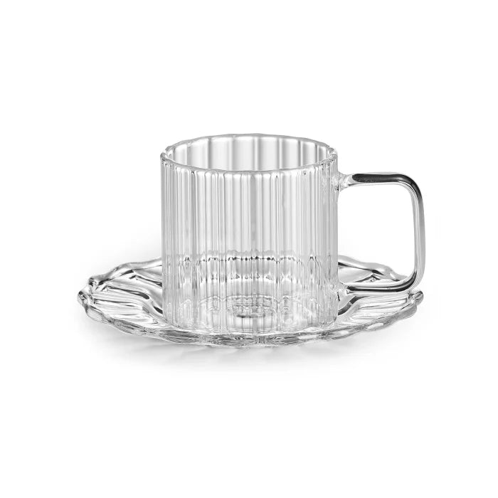 Luce tazzina caffé con piattino in vetro borosilicato trasparente