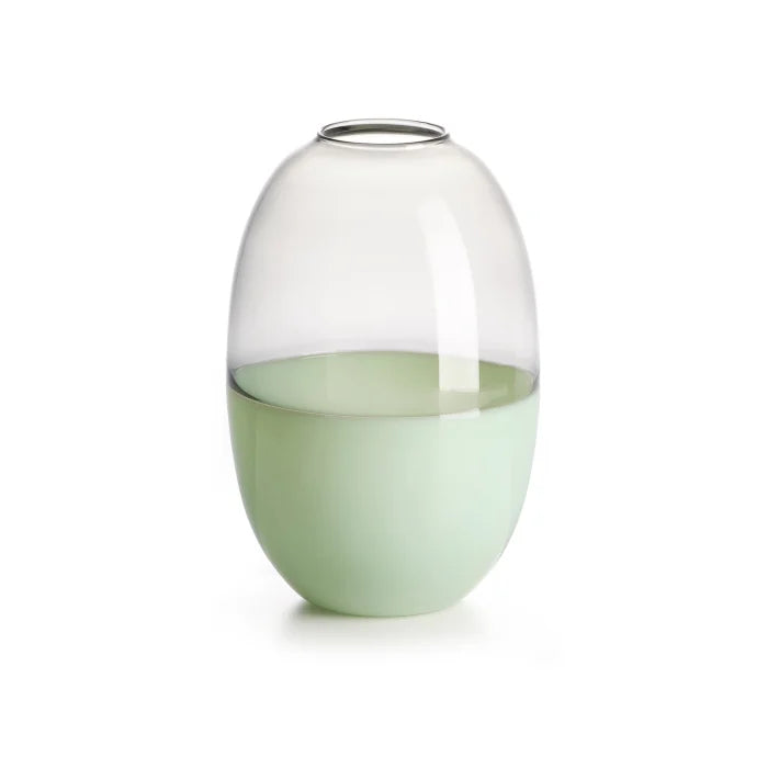 Scarlet vaso in vetro borosilicato bicolore verde latte/grigio trasparente H 2