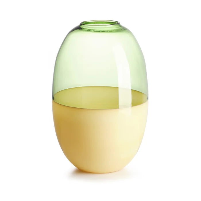 Scarlet vaso in vetro borosilicato bicolore ambra latte/verde trasparente H 30