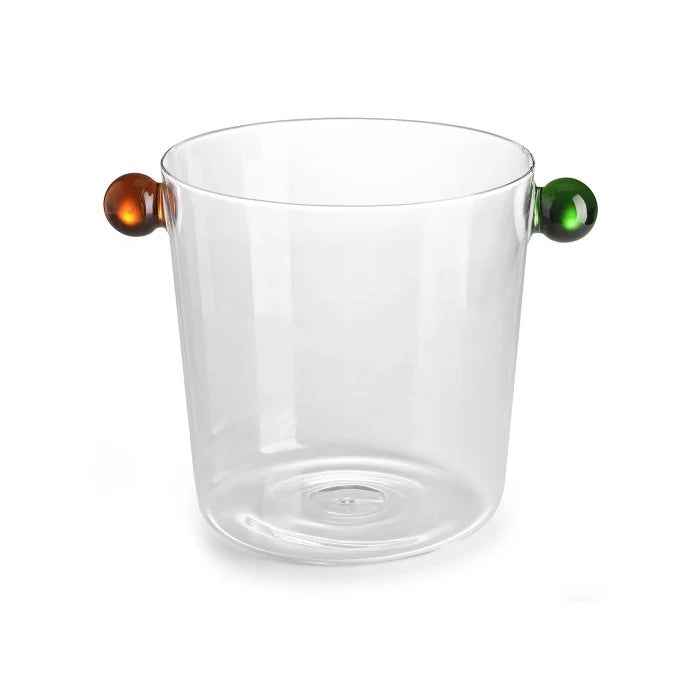 Collier secchiello in vetro borosilicato trasparente con pomelli