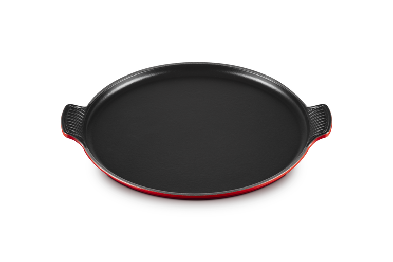 Grill rotondo extra large in ghisa vetrificata 32 cm, color ciliegia