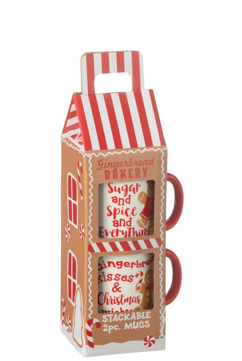 JOLIPA - Scatola 2 Tazze Mug Scatola Regalo Ceramica Rosso - 48858