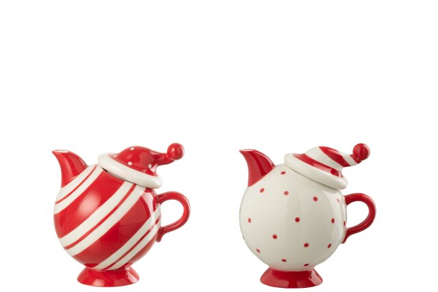 JOLIPA - Teiera Cappello Dolomite Rosso Natale/Bianco Assortimento Di 2 - 55680