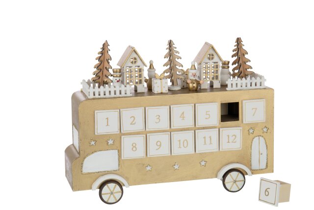 JOLIPA - Bus Calendario Dell'avvento Compensato Oro/Bianco - 56895