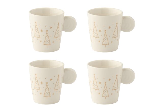 JOLIPA - 4 Tazze di Natale Ceramica Bianco - 58807