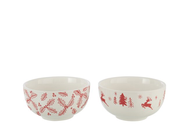 JOLIPA - Ciotola Dolomite Bianco/Rosso Natale 2 pz - 59132