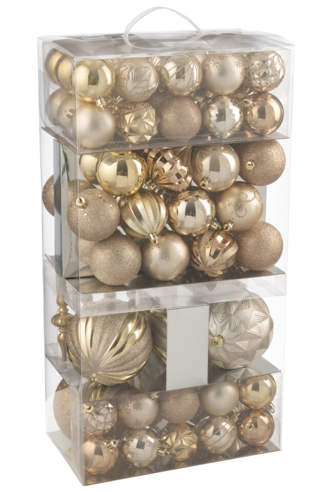 JOLIPA - 80 Palline Di Natale Plastica Beige/Ecru - 59486