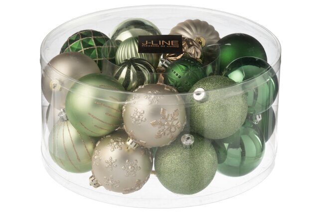JOLIPA - 30 Palline Di Natale Plastica Verde Menta/Ecru - 59496