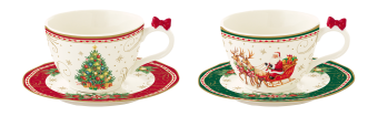 Easy Life - Set 2 tazzine caffè piattino 120 ml CHRISTMAS HERITAGE - R3432#CHER