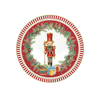 Easy Life - Piatto in porcellana 19 cm CHRISTMAS TEDDY - R0944#CHTD