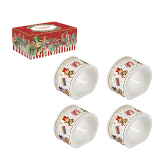Easy Life - Set 4 legatovagliolo, 4,5 cm CHRISTMAS TEDDY - R2098#CHTD