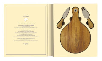 Easy Life - Set 3 pezzi formaggio, 2 coltelli + tagliere tondo in acacia