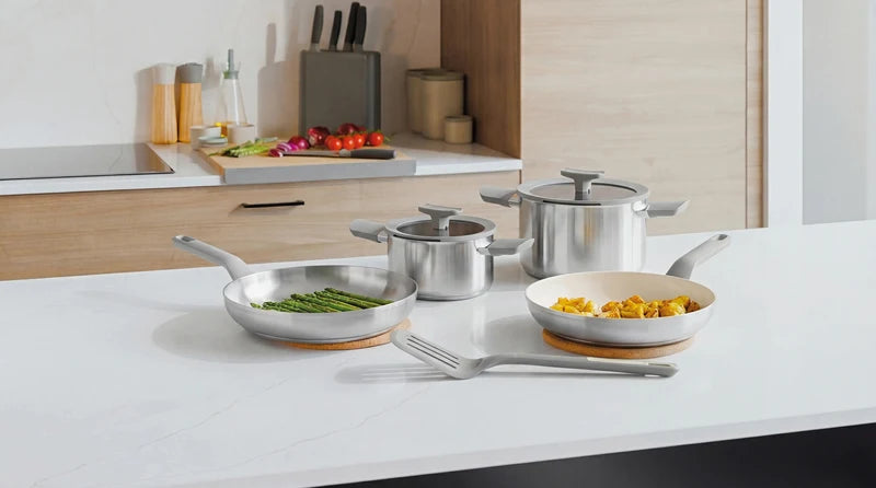 BERGHOFF - Padella antiaderente Balance acciaio inox da 24 cm, Moonmist -3950725
