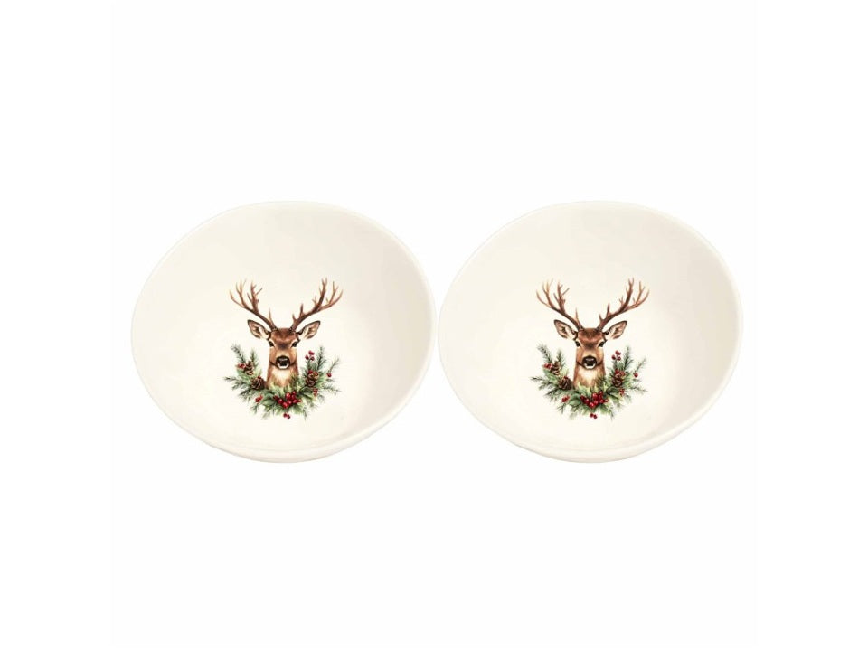 Simple Day - Set 2 piatti fondi cervo natalizio, 20 cm - 10011067