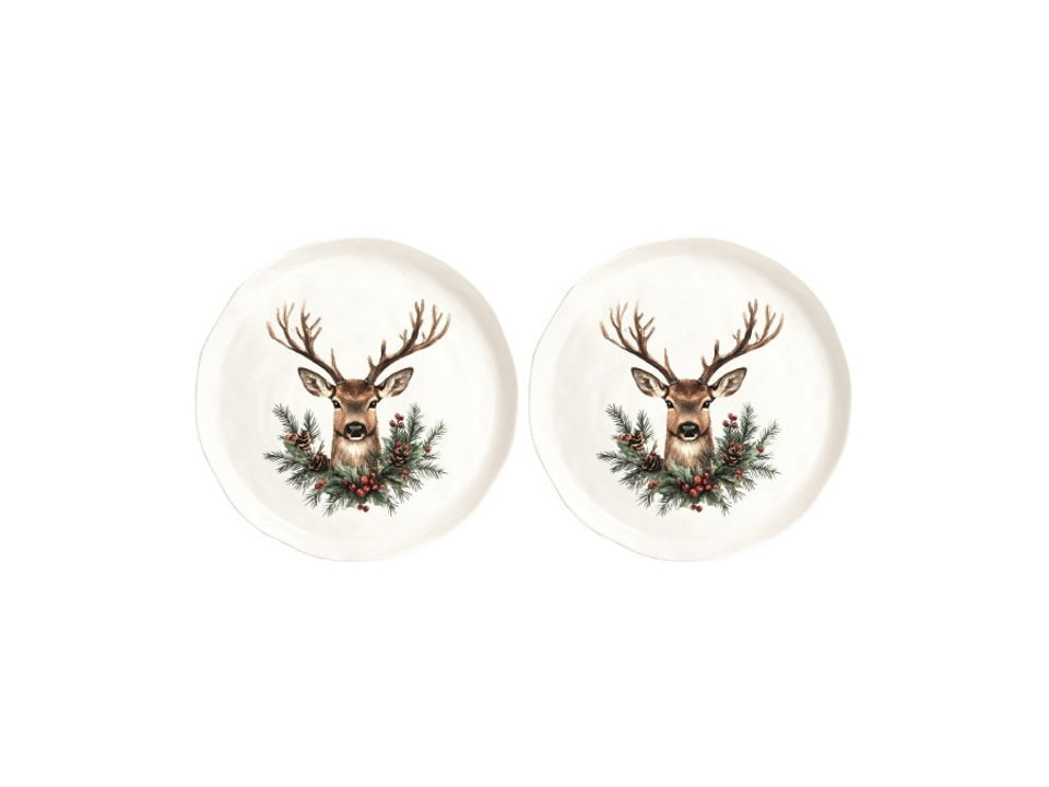 Simple Day - Set 2 piatti dessert cervo natalizio, 21 cm - 10011068