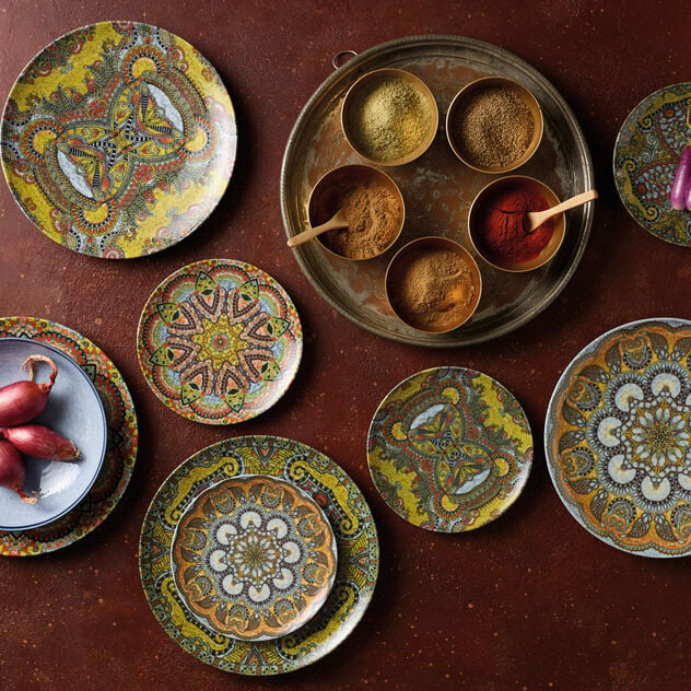 MANDALA Set piatti 12 pezzi in Porcellana - Multicolor